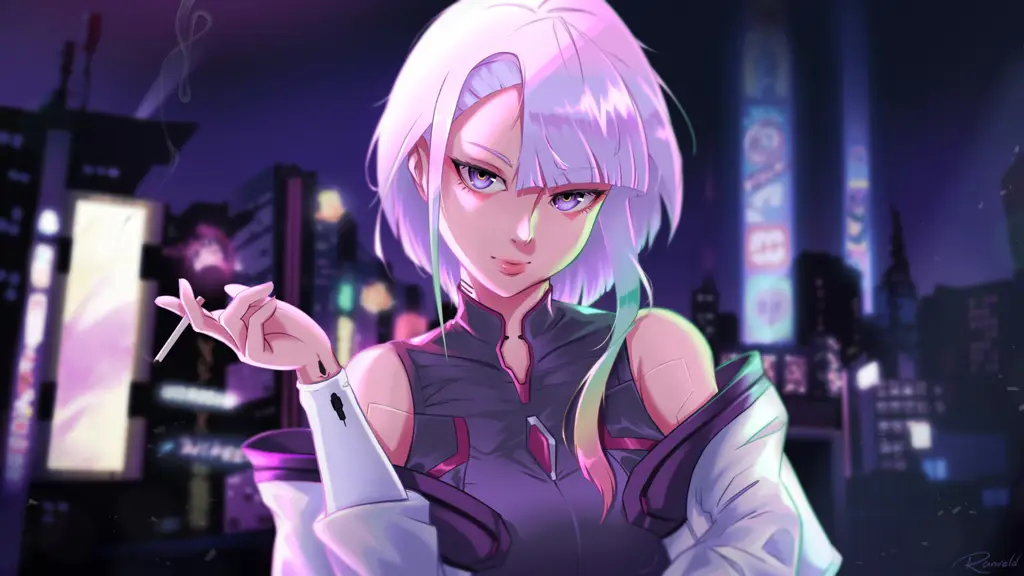 Ilustrasi seni cyberpunk hentai