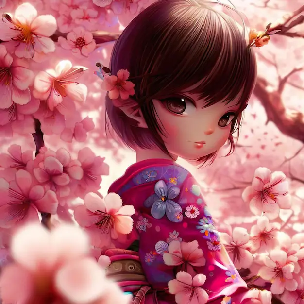 Ilustrasi seni digital Sakura yang modern