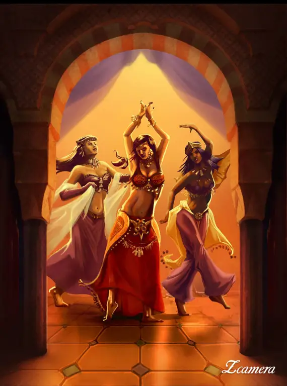 Ilustrasi seni fantasi harem