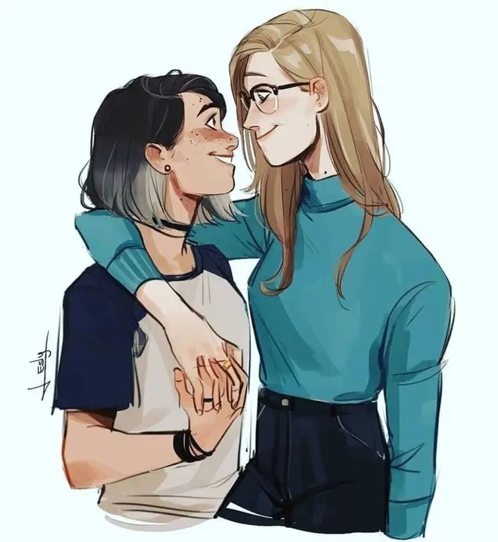 Ilustrasi pasangan lesbian