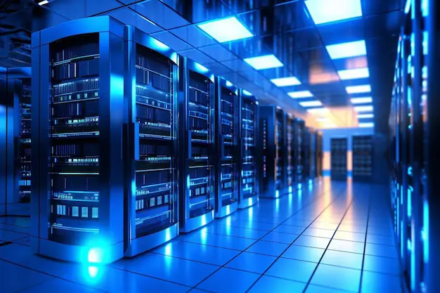 Gambar server room yang menyimpan banyak data