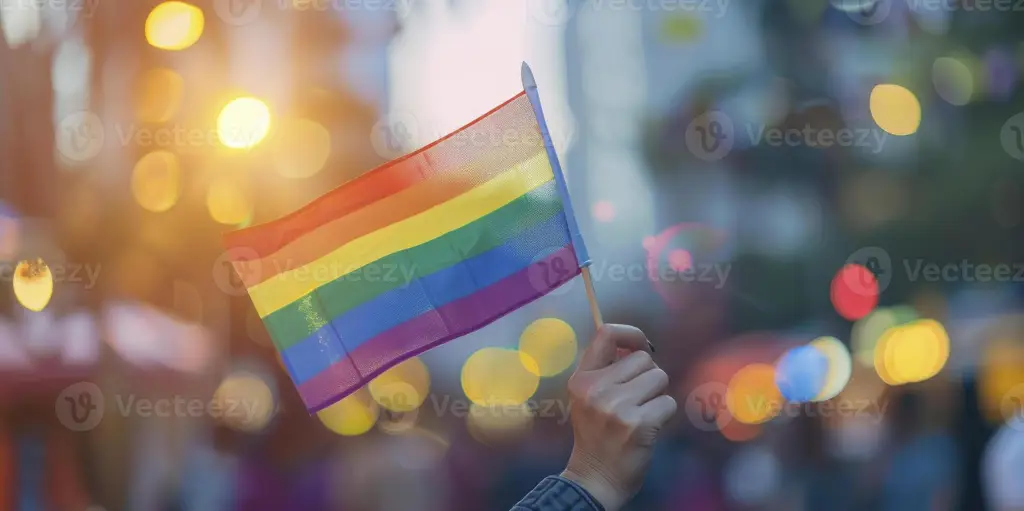 Lampu bokeh warna-warni yang mewakili kebanggaan LGBTQ+