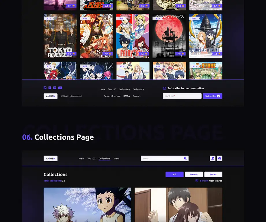 Antarmuka situs web streaming anime resmi