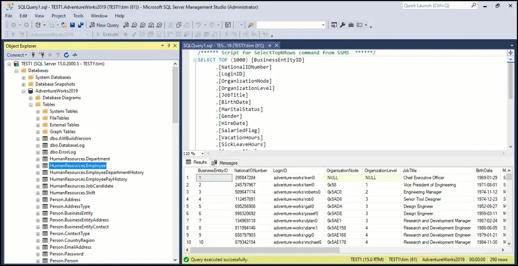 Gambar antarmuka SQL Server Management Studio