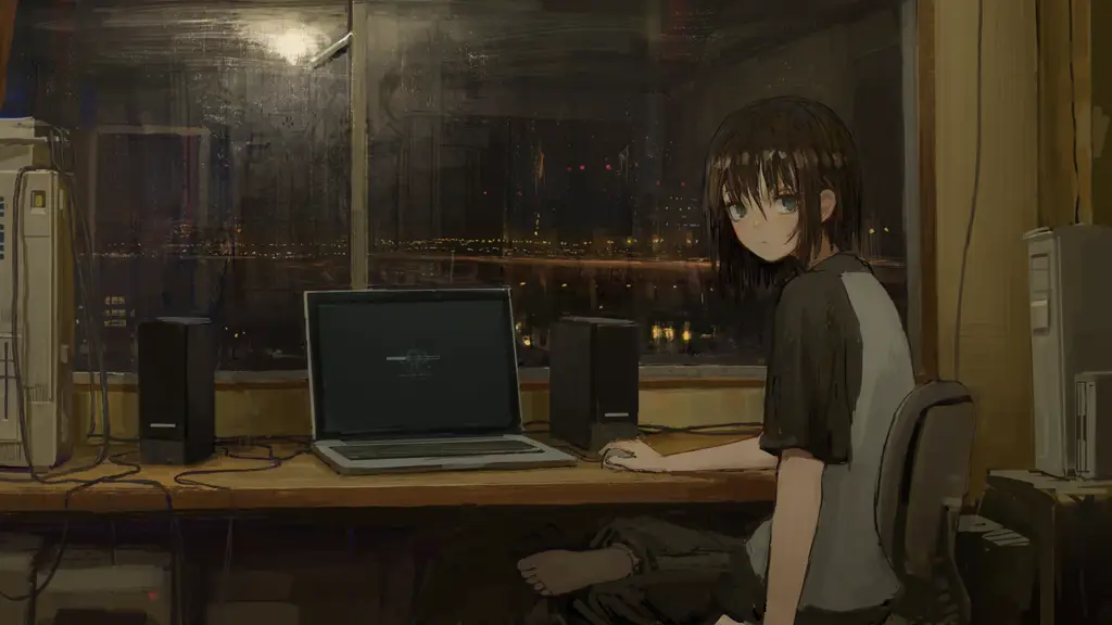 Gambar laptop yang menampilkan anime yang sedang streaming