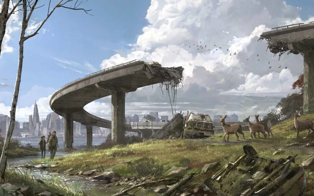 Gambar latar belakang dunia pasca-apokaliptik The Last of Us