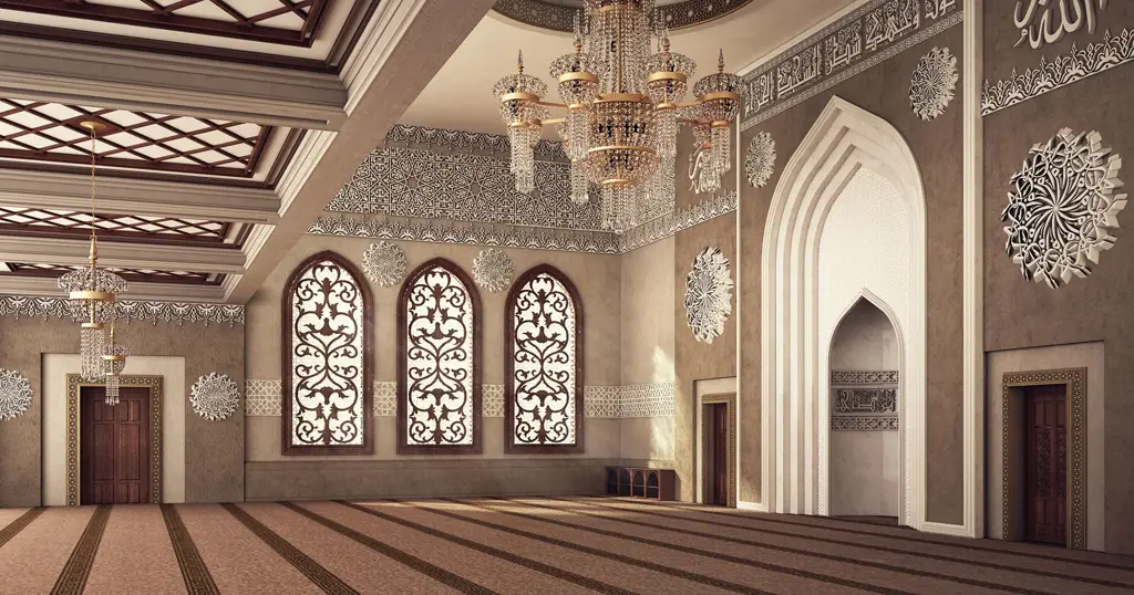 Interior Masjid dengan Al-Qur'an