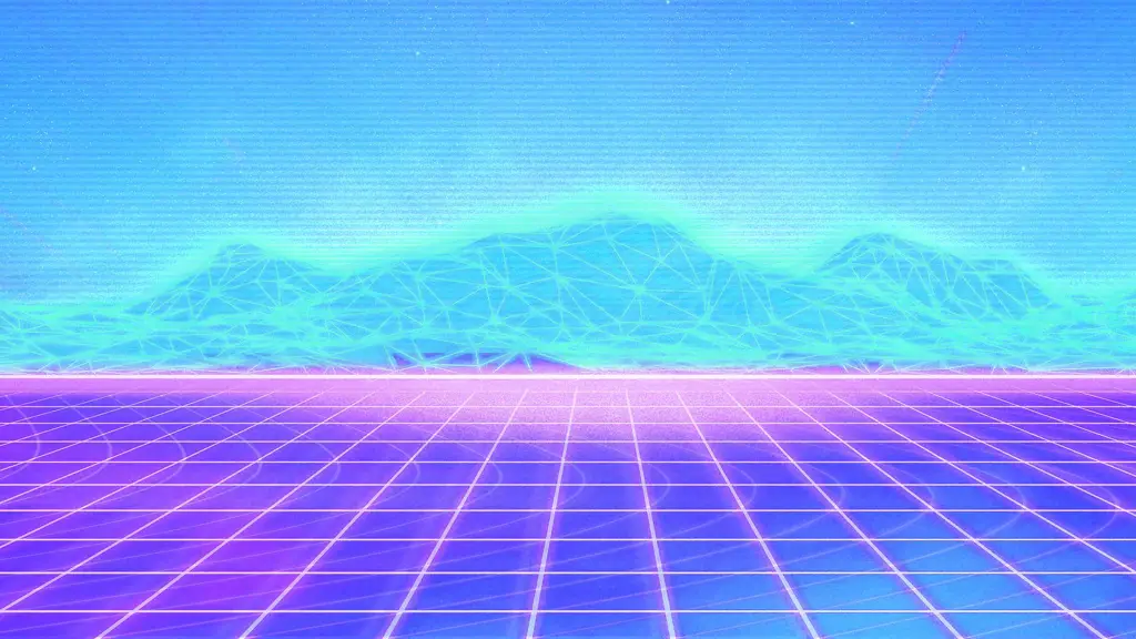 Seni Vaporwave yang menggambarkan suasana retro-futuristik