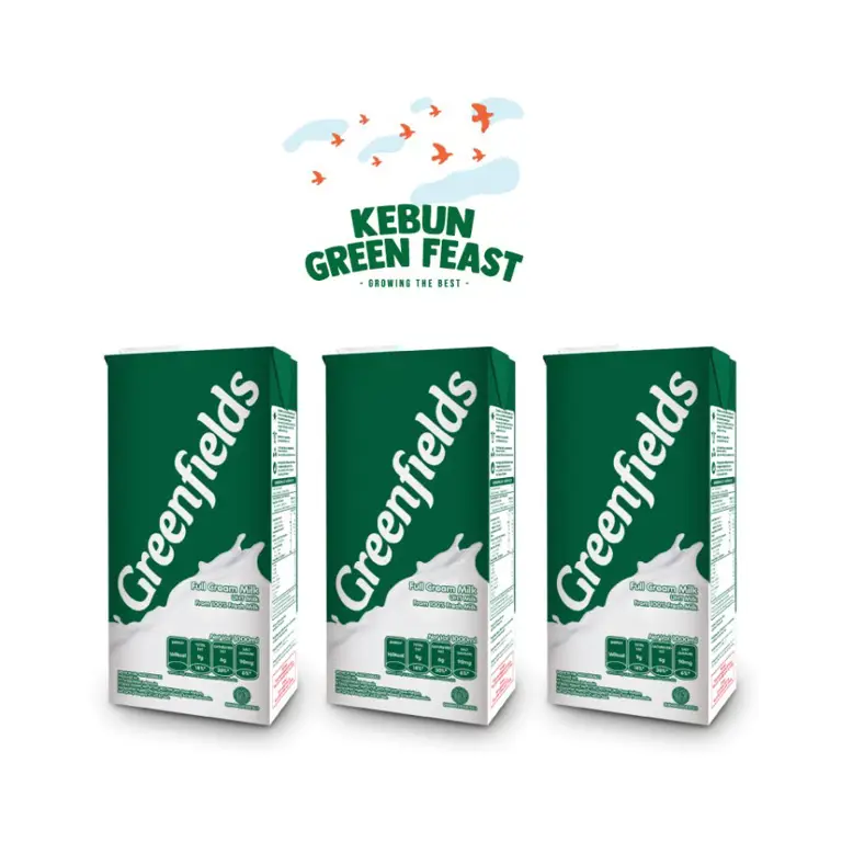 Segelas susu Greenfield Full Cream yang terlihat creamy dan lezat.