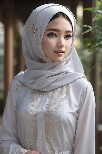 Ibu-ibu cantik mengenakan kebaya dengan hijab