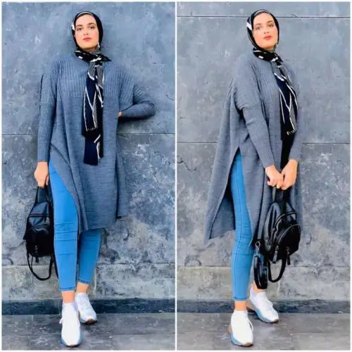 OOTD Hijab Cardigan Kasual: Kaos putih, celana jeans, dan cardigan rajut