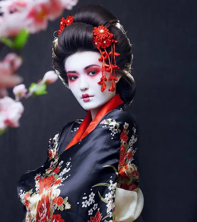 Gambar tata rias geisha Jepang yang menawan