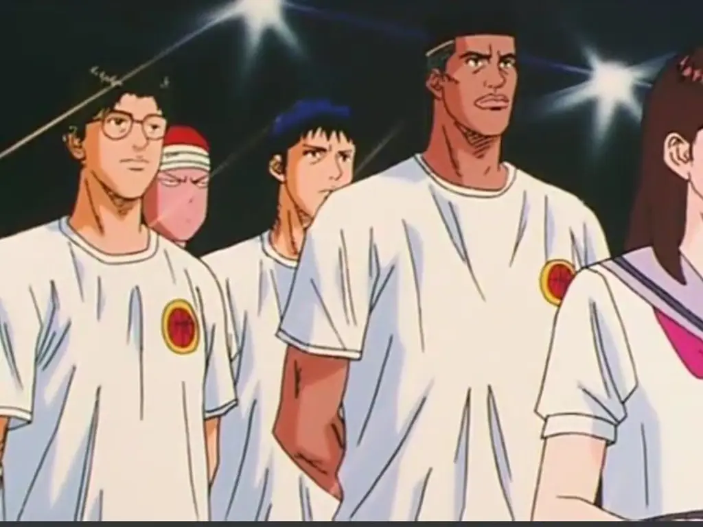 Gambar tim basket Shohoku dalam anime Slam Dunk