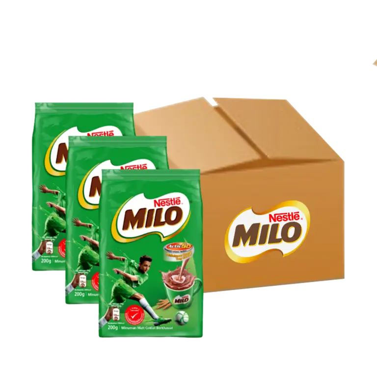 Keranjang belanja berisi susu Milo