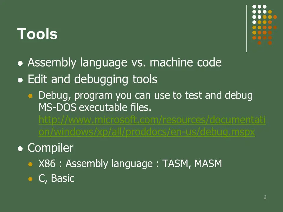 Gambar tools debugging MASM