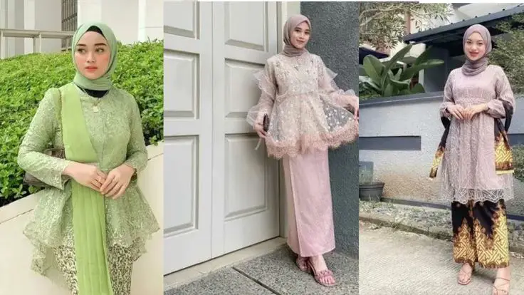 Koleksi kebaya brokat modern hijab tahun 2021 dengan berbagai pilihan warna dan model