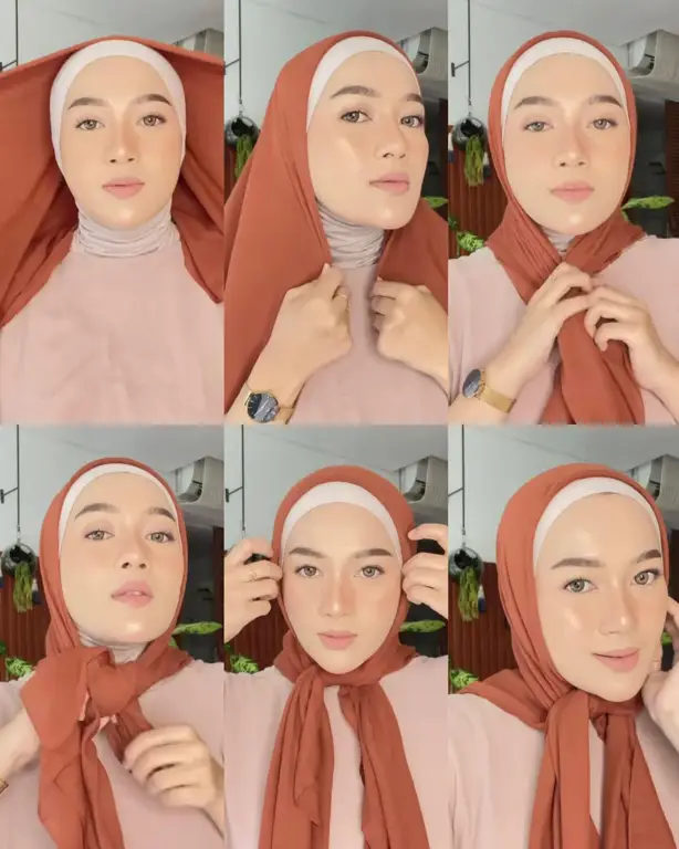 Tutorial hijab crot di muka yang mudah diikuti