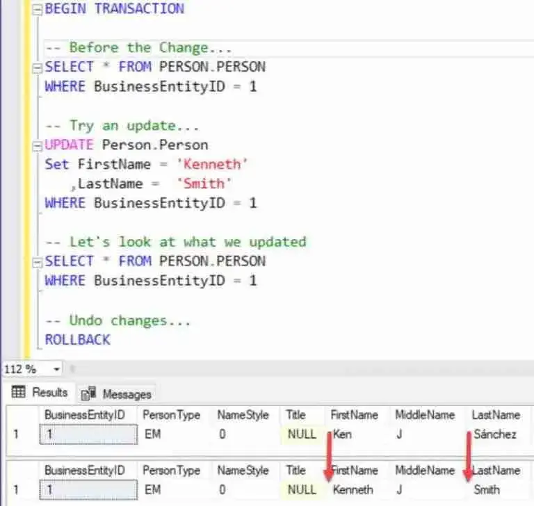 Gambar yang menunjukkan proses update SQL Server