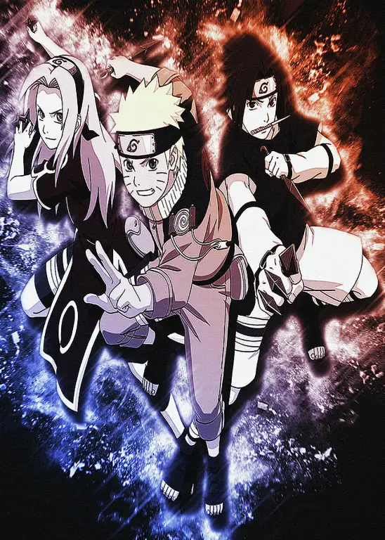 Gambar digital karakter Naruto dalam gaya berbeda