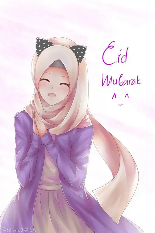 Wallpaper anime gadis berhijab imut