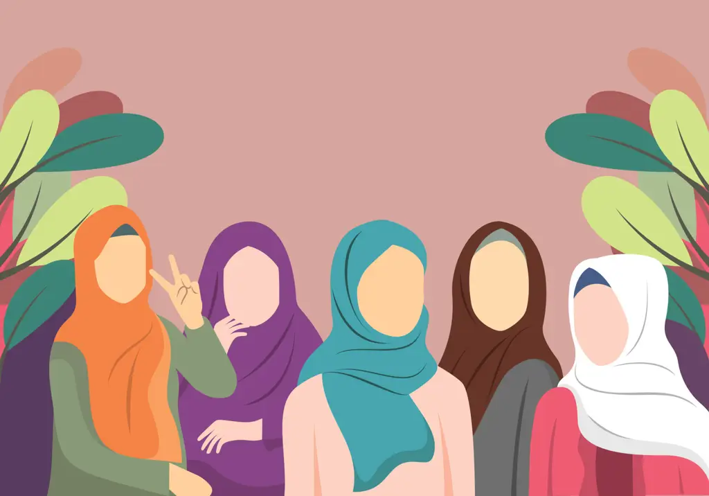 Ilustrasi beragam aktivitas wanita berhijab dalam kartun