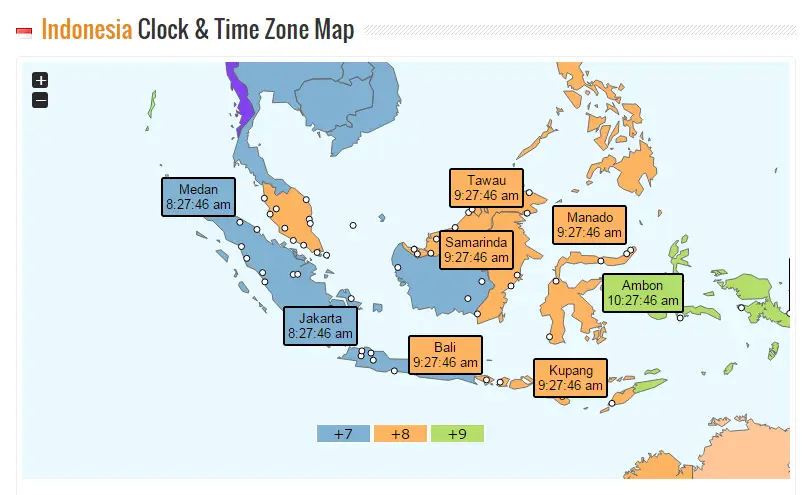 Peta zona waktu di Indonesia